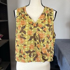 NWOT Rachel Roy Women's Green Floral Print Top- Size- Large